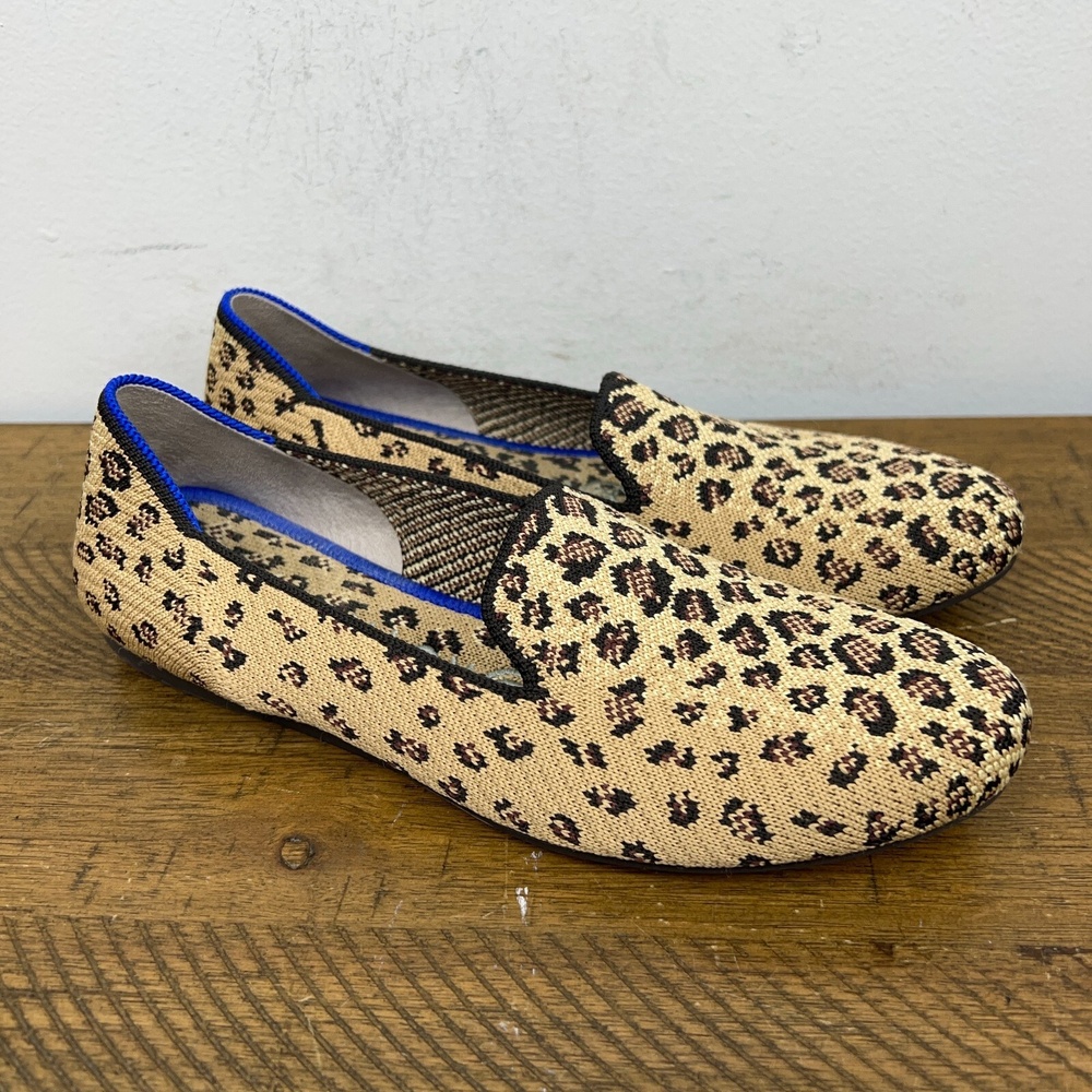 Rothy's Leopard Print Loafers with Blue Trim